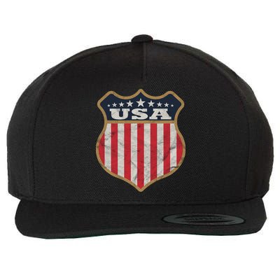 USA Vintage White Cool USA Flag Vintage Wool Snapback Cap