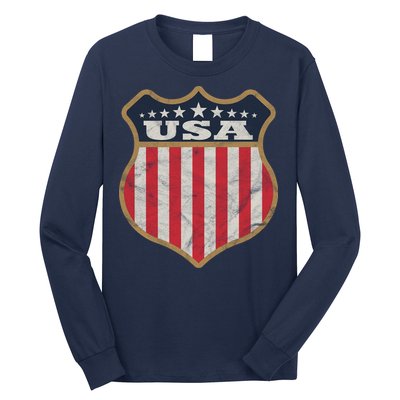 USA Vintage White Cool USA Flag Vintage Long Sleeve Shirt