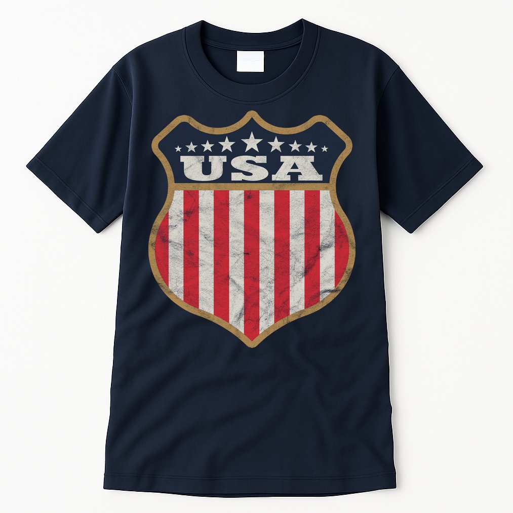 USA Vintage White Cool USA Flag Vintage Tall T-Shirt