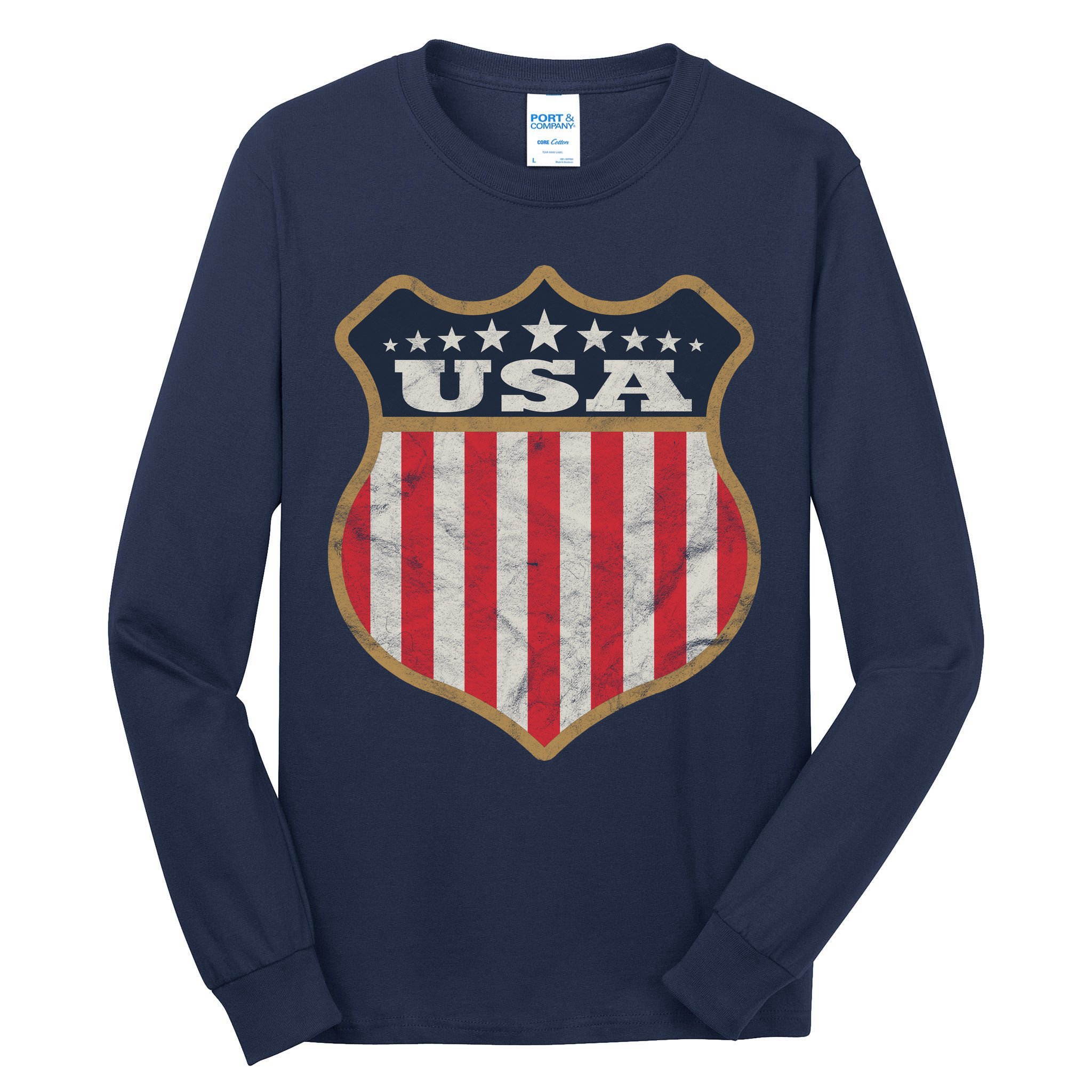 USA Vintage White Cool USA Flag Vintage Tall Long Sleeve T-Shirt