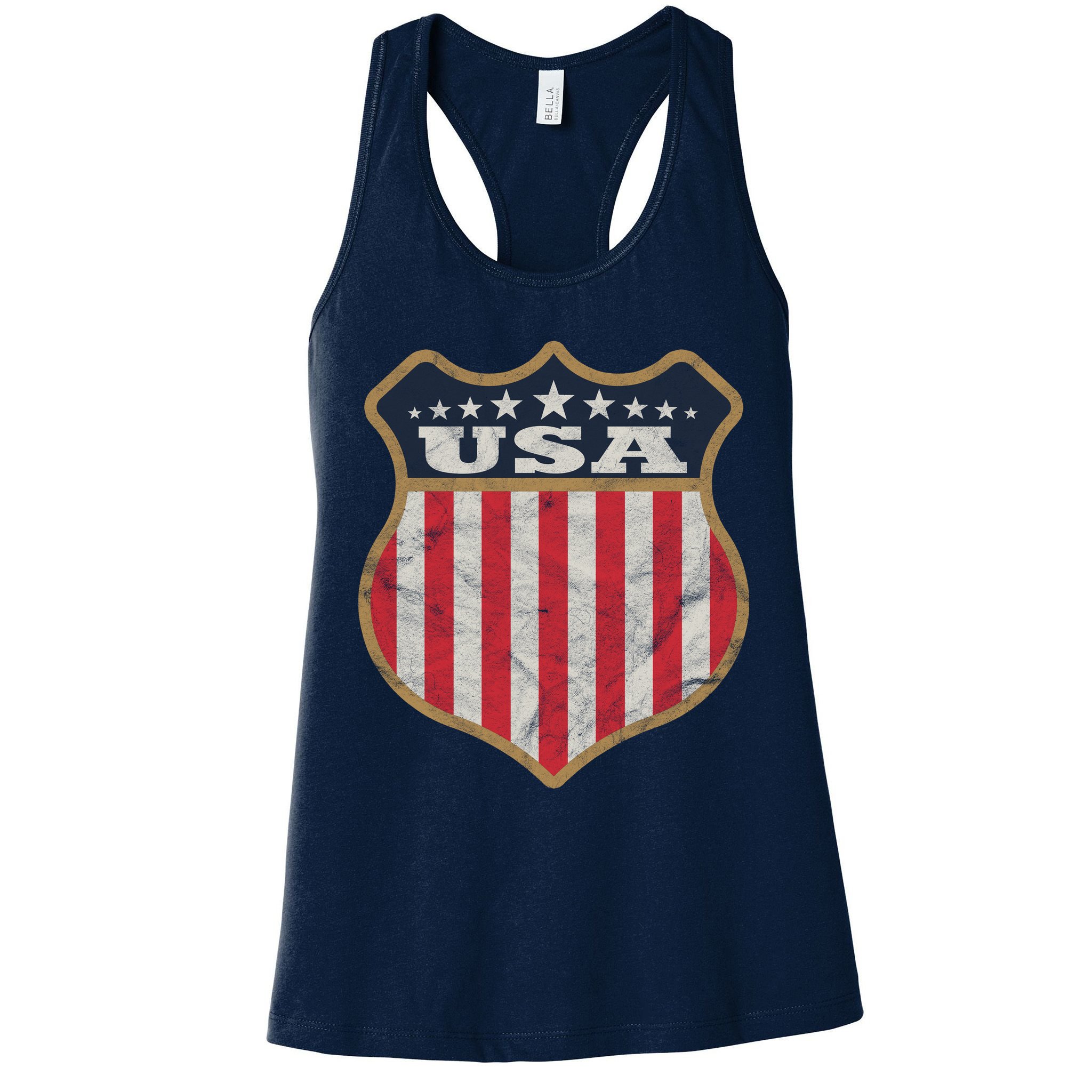 USA Vintage White Cool USA Flag Vintage Womens Tank Top