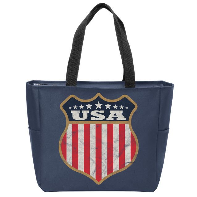 USA Vintage White Cool USA Flag Vintage Zip Tote Bag