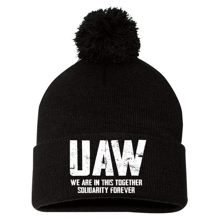 UAW We Are In This Together Solidarity Forever Pom Pom 12in Knit Beanie