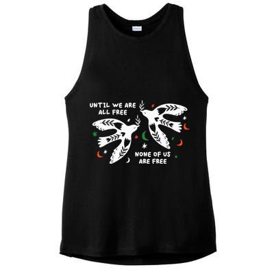 Until We Are All Free None Of Us Are Free Free Palestine Ladies PosiCharge Tri-Blend Wicking Tank