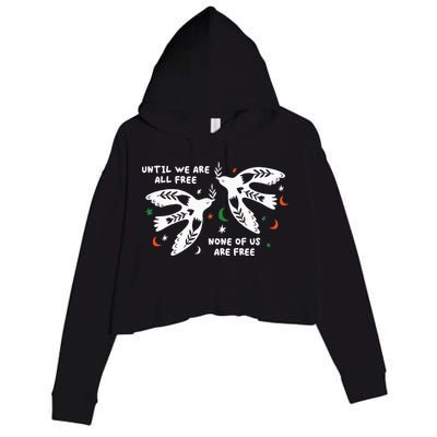 Until We Are All Free None Of Us Are Free Free Palestine Crop Fleece Hoodie