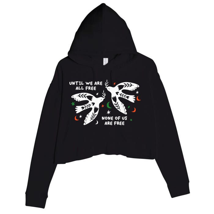 Until We Are All Free None Of Us Are Free Free Palestine Crop Fleece Hoodie