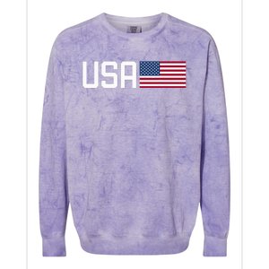 Usa Women American Flag 4th Of July Patriotic Colorblast Crewneck Sweatshirt