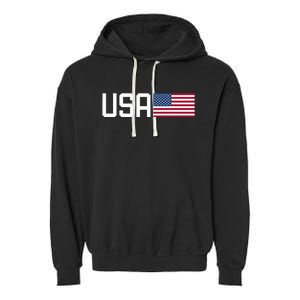 Usa Women American Flag 4th Of July Patriotic Garment-Dyed Fleece Hoodie