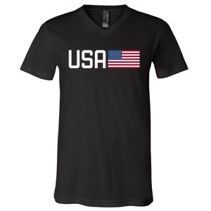 Usa Women American Flag 4th Of July Patriotic V-Neck T-Shirt