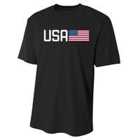 Usa Women American Flag 4th Of July Patriotic Performance Sprint T-Shirt