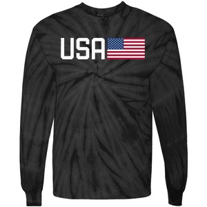 Usa Women American Flag 4th Of July Patriotic Tie-Dye Long Sleeve Shirt