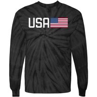 Usa Women American Flag 4th Of July Patriotic Tie-Dye Long Sleeve Shirt