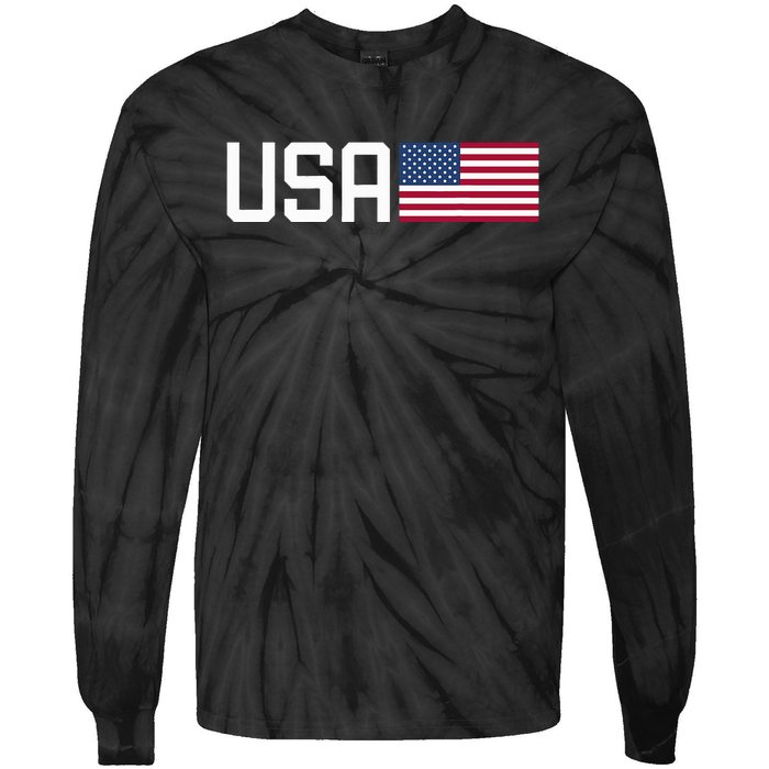 Usa Women American Flag 4th Of July Patriotic Tie-Dye Long Sleeve Shirt