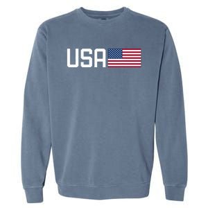 Usa Women American Flag 4th Of July Patriotic Garment-Dyed Sweatshirt