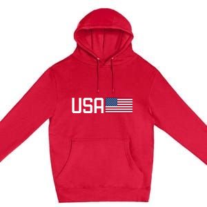 Usa Women American Flag 4th Of July Patriotic Premium Pullover Hoodie