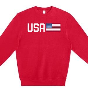 Usa Women American Flag 4th Of July Patriotic Premium Crewneck Sweatshirt