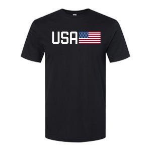 Usa Women American Flag 4th Of July Patriotic Softstyle CVC T-Shirt