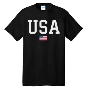 Usa Women American Flag Patriotic 4th Of July Tall T-Shirt