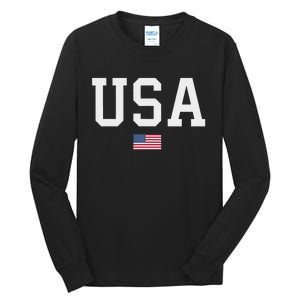 Usa Women American Flag Patriotic 4th Of July Tall Long Sleeve T-Shirt