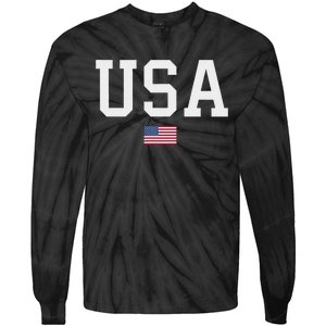 Usa Women American Flag Patriotic 4th Of July Tie-Dye Long Sleeve Shirt