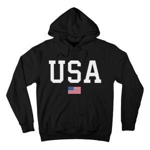 Usa Women American Flag Patriotic 4th Of July Tall Hoodie