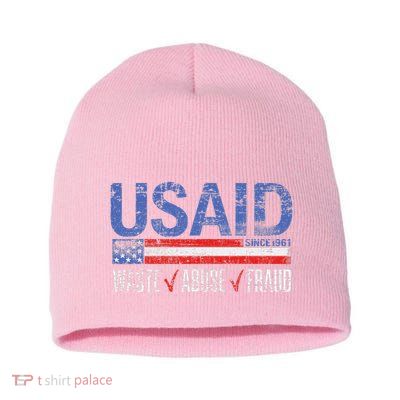 Usaid Waste Abuse Fraud Since 1961 D.O.G.E 2025 Short Acrylic Beanie