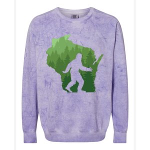 Unique Wisconsin Bigfoot Hunter Gift Sasquatch Hunting Cool Gift Colorblast Crewneck Sweatshirt