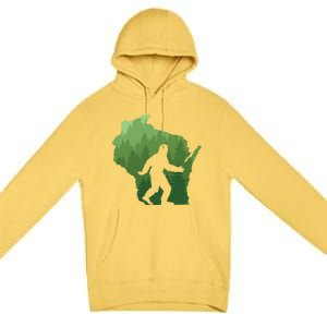 Unique Wisconsin Bigfoot Hunter Gift Sasquatch Hunting Cool Gift Premium Pullover Hoodie