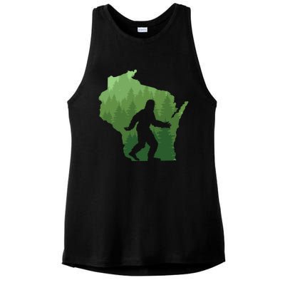 Unique Wisconsin Bigfoot Hunter Gift Sasquatch Hunting Cool Gift Ladies PosiCharge Tri-Blend Wicking Tank