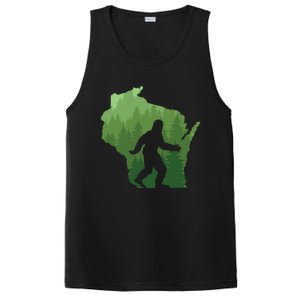 Unique Wisconsin Bigfoot Hunter Gift Sasquatch Hunting Cool Gift PosiCharge Competitor Tank