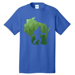 Unique Wisconsin Bigfoot Hunter Gift Sasquatch Hunting Cool Gift Tall T-Shirt