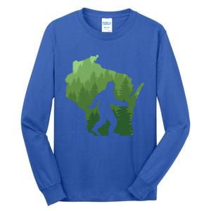 Unique Wisconsin Bigfoot Hunter Gift Sasquatch Hunting Cool Gift Tall Long Sleeve T-Shirt