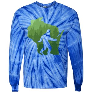 Unique Wisconsin Bigfoot Hunter Gift Sasquatch Hunting Cool Gift Tie-Dye Long Sleeve Shirt