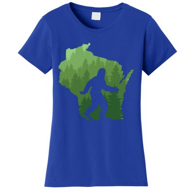 Unique Wisconsin Bigfoot Hunter Gift Sasquatch Hunting Cool Gift Women's T-Shirt