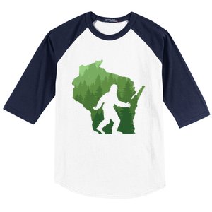 Unique Wisconsin Bigfoot Hunter Gift Sasquatch Hunting Cool Gift Baseball Sleeve Shirt