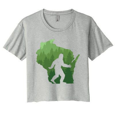 Unique Wisconsin Bigfoot Hunter Gift Sasquatch Hunting Cool Gift Women's Crop Top Tee