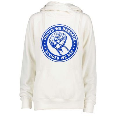 United We Bargain Divided We Beg Worker Fist Labor Protest Womens Funnel Neck Pullover Hood