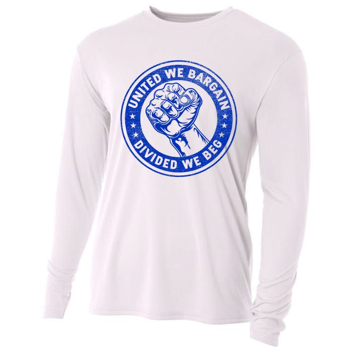 United We Bargain Divided We Beg Worker Fist Labor Protest Cooling Performance Long Sleeve Crew