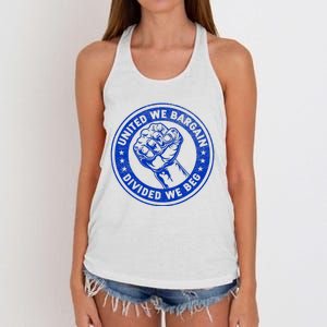 United We Bargain Divided We Beg Worker Fist Labor Protest Women's Knotted Racerback Tank