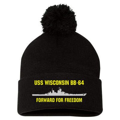 Uss Wisconsin Bb64 Pom Pom 12in Knit Beanie