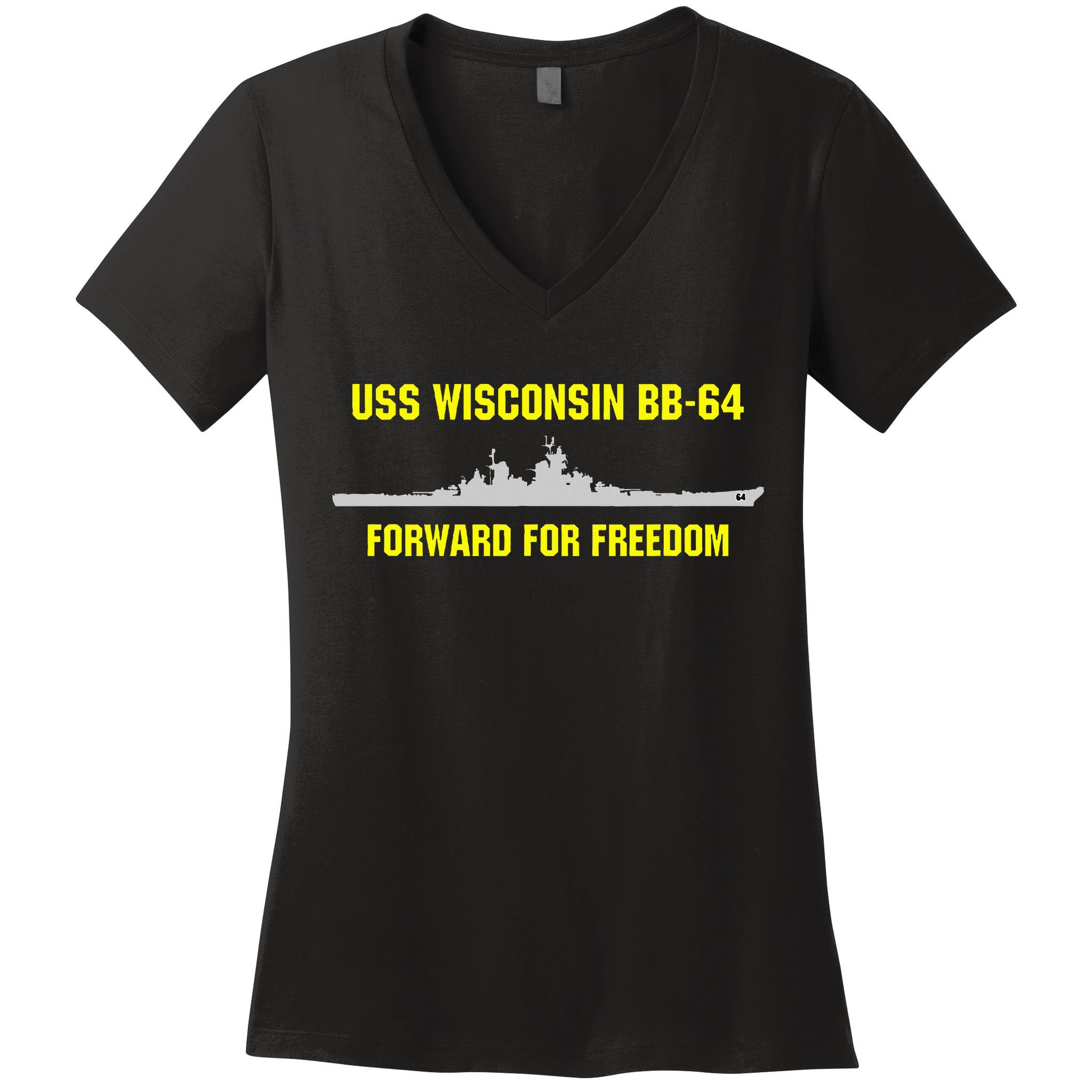 Uss Wisconsin Bb64 Women's V-Neck T-Shirt