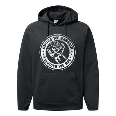 United We Bargain Divided We Beg Worker Fist Labor Protest Performance Fleece Hoodie