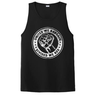 United We Bargain Divided We Beg Worker Fist Labor Protest PosiCharge Competitor Tank