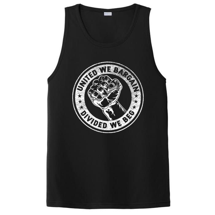 United We Bargain Divided We Beg Worker Fist Labor Protest PosiCharge Competitor Tank