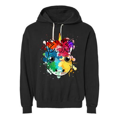Unicorn Water Color Horse Mom Paint Splat Love Gift Garment-Dyed Fleece Hoodie