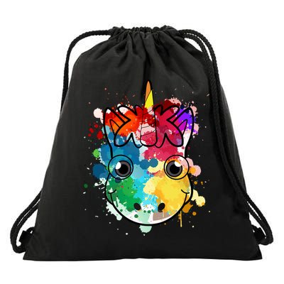 Unicorn Water Color Horse Mom Paint Splat Love Gift Drawstring Bag