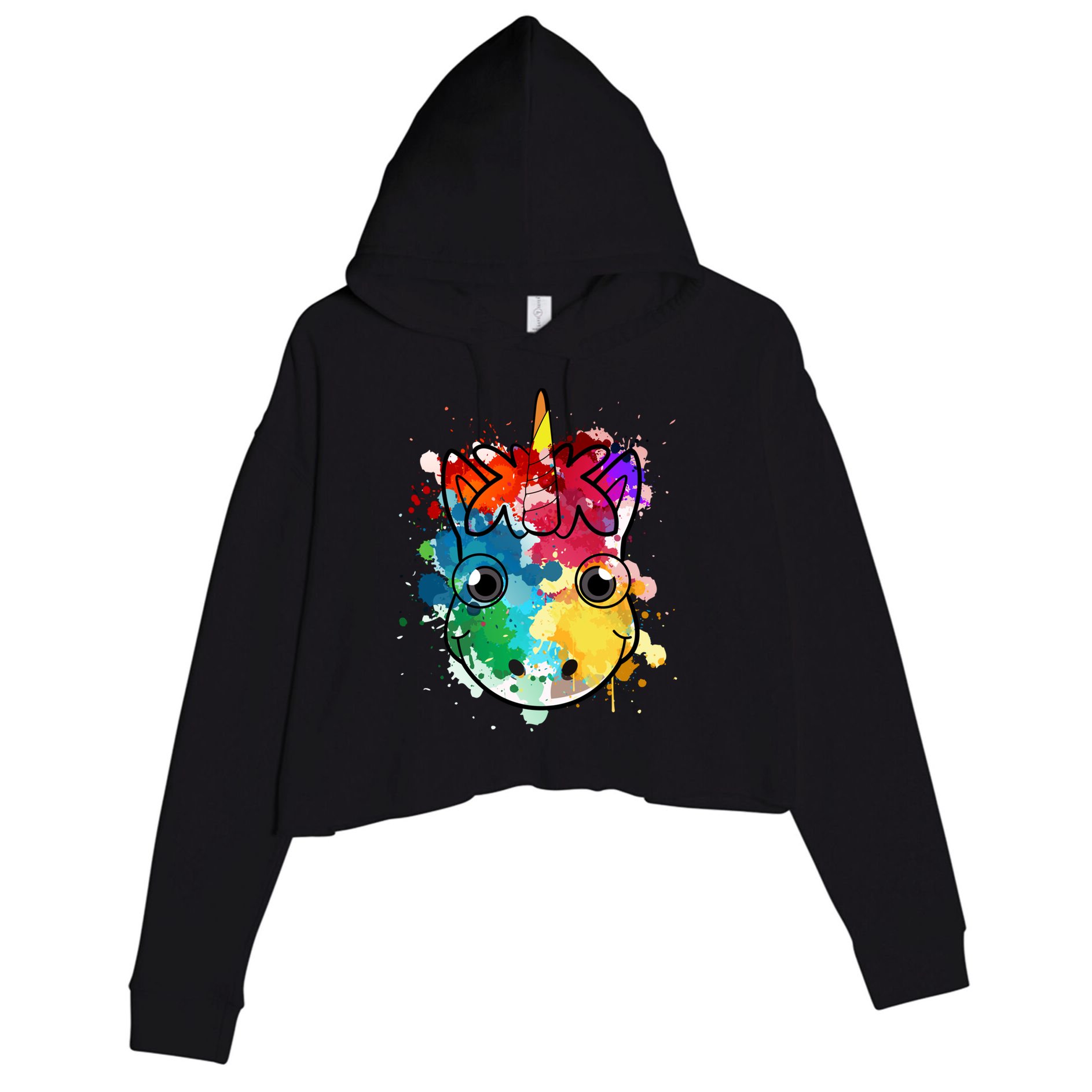 Unicorn Water Color Horse Mom Paint Splat Love Gift Crop Fleece Hoodie