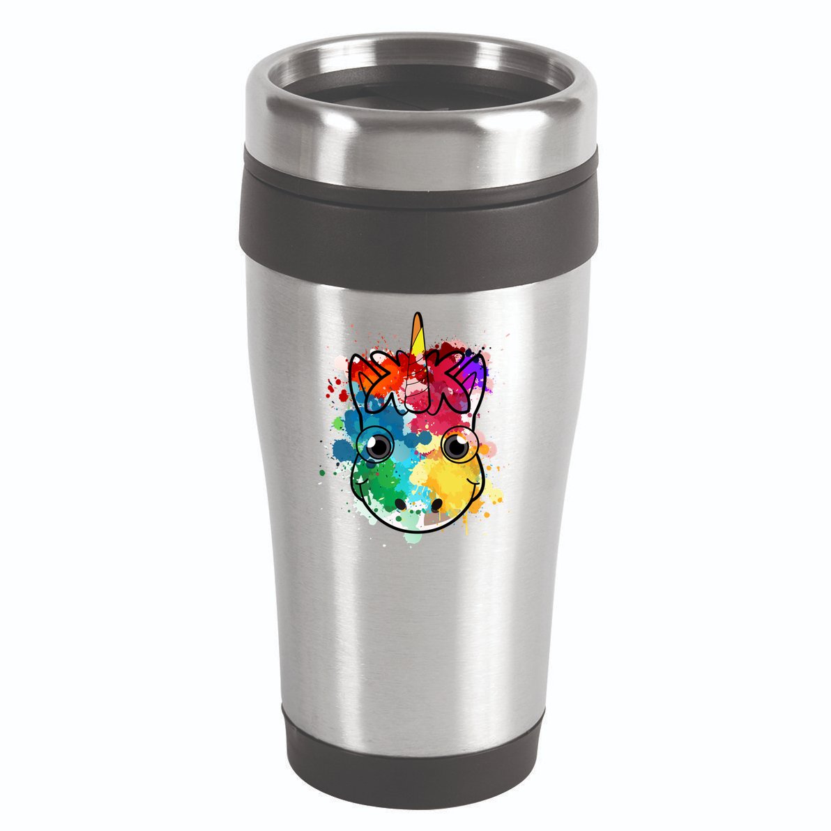 Unicorn Water Color Horse Mom Paint Splat Love Gift 16oz Travel Tumbler