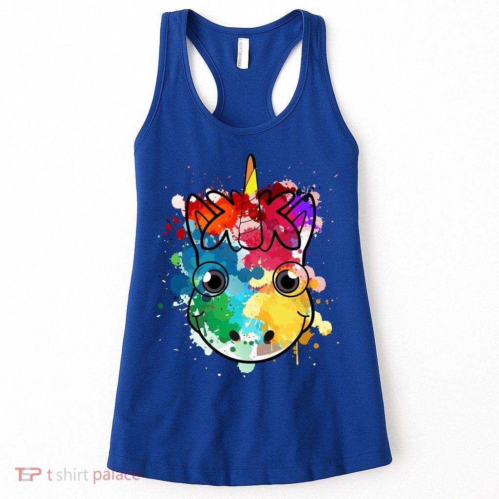 Unicorn Water Color Horse Mom Paint Splat Love Gift Womens Tank Top