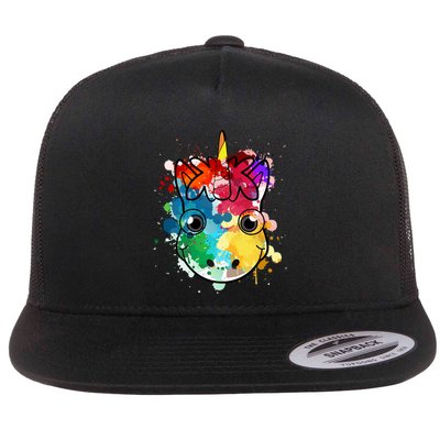 Unicorn Water Color Horse Mom Paint Splat Love Gift Cool Gift Flatbill Hat